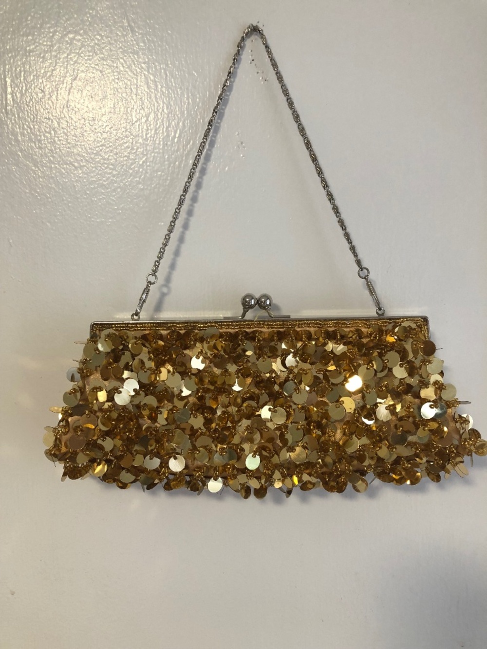 VTG Chateau Gold Sequin Beaded Clutch Evening Purse Fully Lined